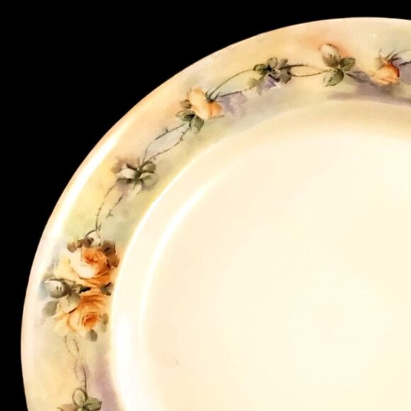 Vintage Haviland Signed Hand Painted Dinner Plate 9.5 Inch Yellow Roses - Picture 6 of 10